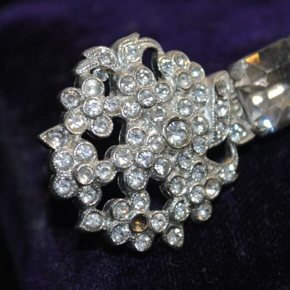 Large Antique/Vintage 1920s-30s Rhinestone Bouquet Comet Brooch - Picture 3 of 9